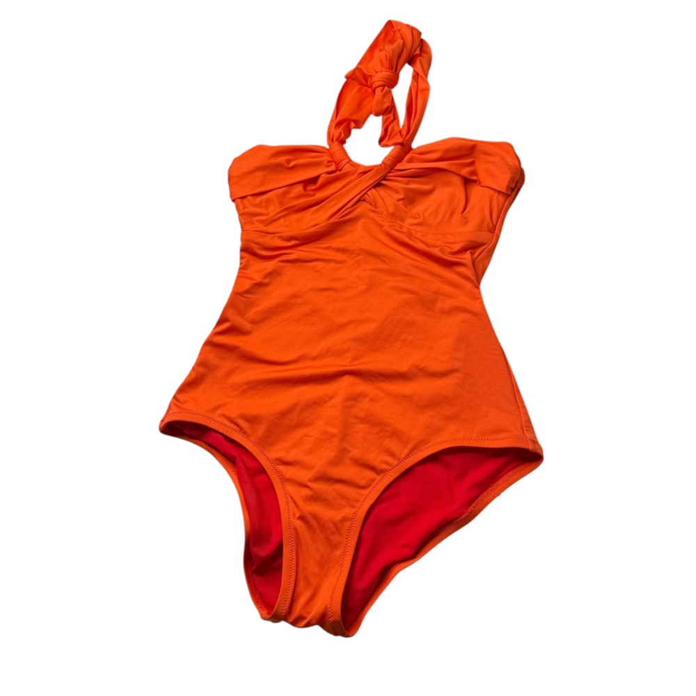 La Perla Vibrant Orange One-Shoulder Twist Swimsuit